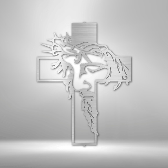 Scripture Sign Christ Cross Steel Sign Laser Cut Powder Coated Home & Office Me